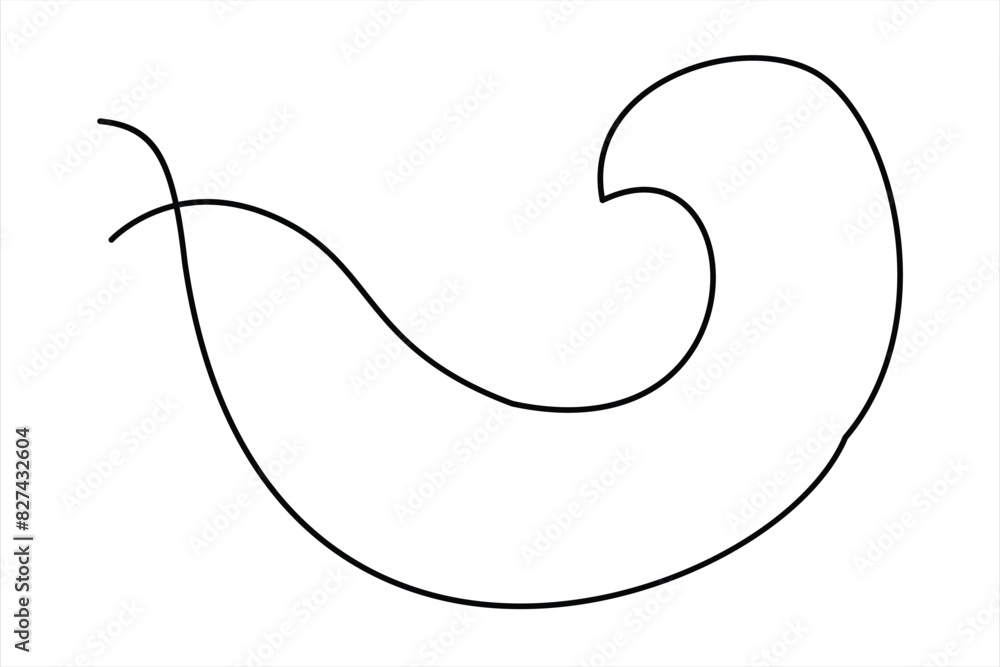 Obraz premium Continuous one line drawing of ocean sea wave outline vector art illustration 