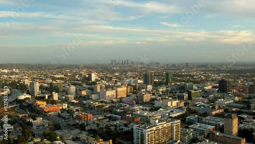 Wallpaper Mural Aerial Panning Shot Of Buildings In Modern Residential City Under Cloudy Sky On Sunny Day - Culver City, California Torontodigital.ca