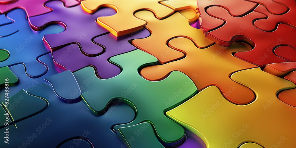 Puzzle Play: Interlocking puzzle piece shapes in bold colors, symbolizing unity and problem-solving Puzzle Play: Interlocking puzzle piece shapes in bold colors, symbolizing unity and problem-solving
