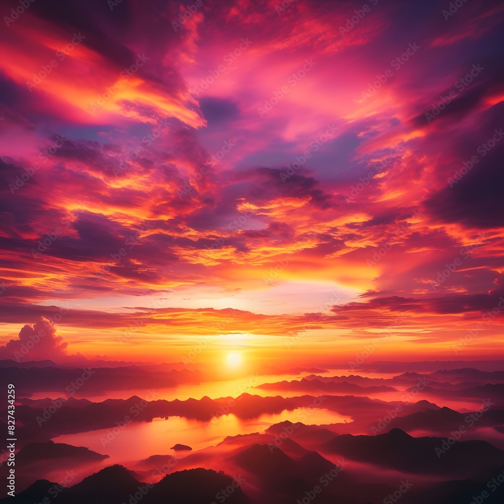Vibrant Nature Sky Stunning Cloudscapes  Sunset Horizons and Celestial Beauty  High Quality