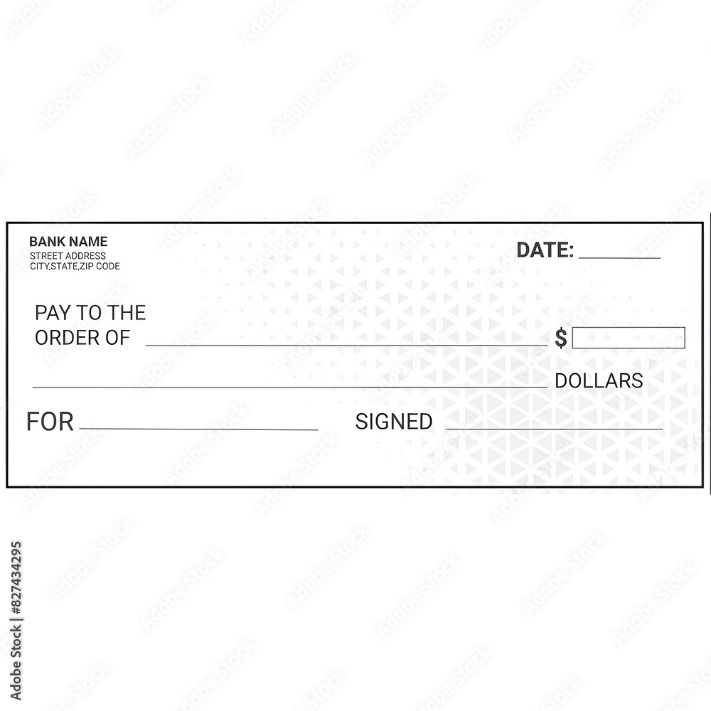 Bank check, vector blank money cheque, checkbook template with guilloche pattern and fields. Currency payment coupon, money check background