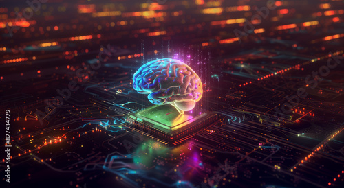 Cerveau Coloré et Puce Avancée : Lumières Émanantes