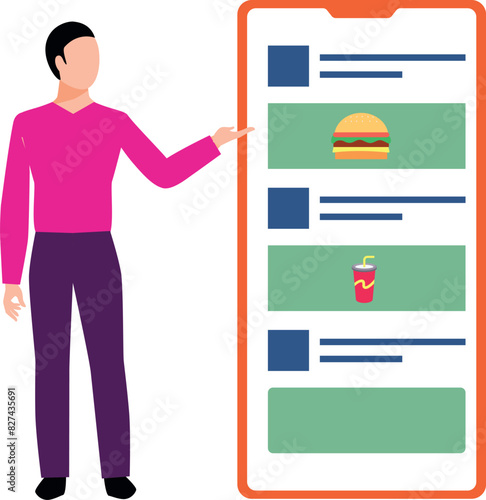 Boy is ordering food online.