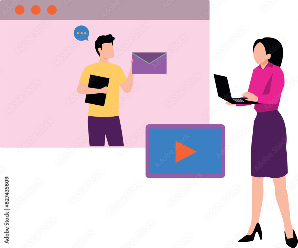 Girl talking to online customer. Girl talking to online customer.