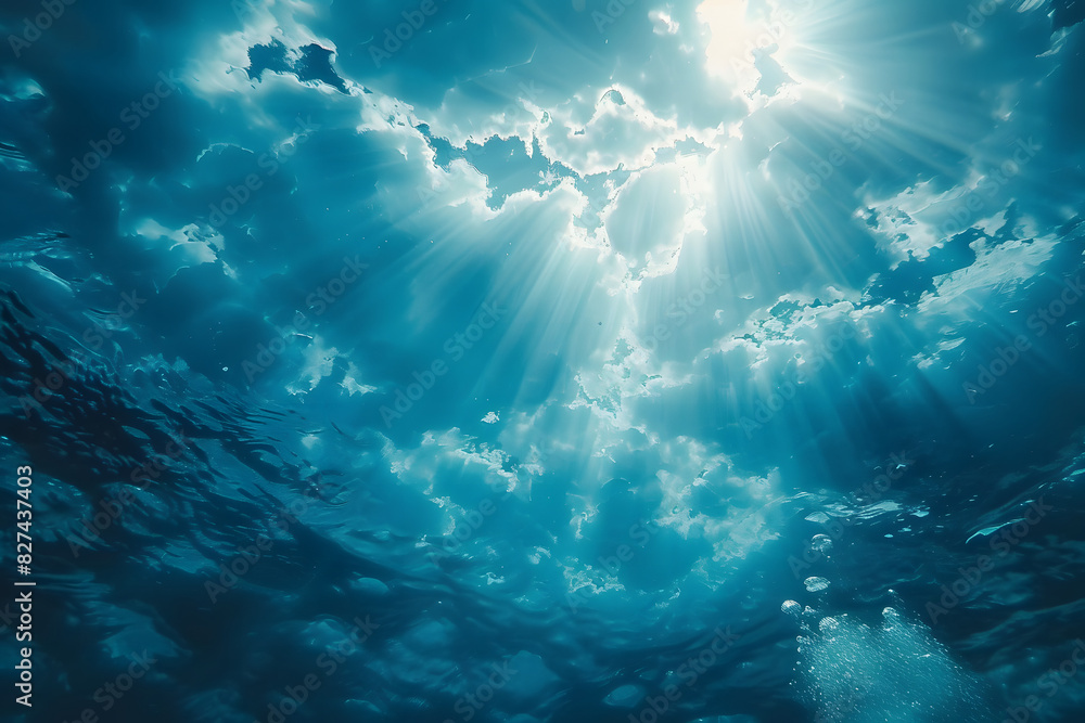 Cielo nublado desde el agua. Generado con IA. Cielo nublado desde el agua. Generado con IA.