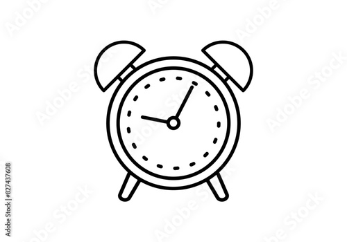 Icono negro de un reloj despertador en fondo blanco.