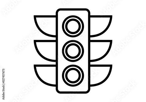 Icono negro de un semáforo de tráfico en fondo blanco.