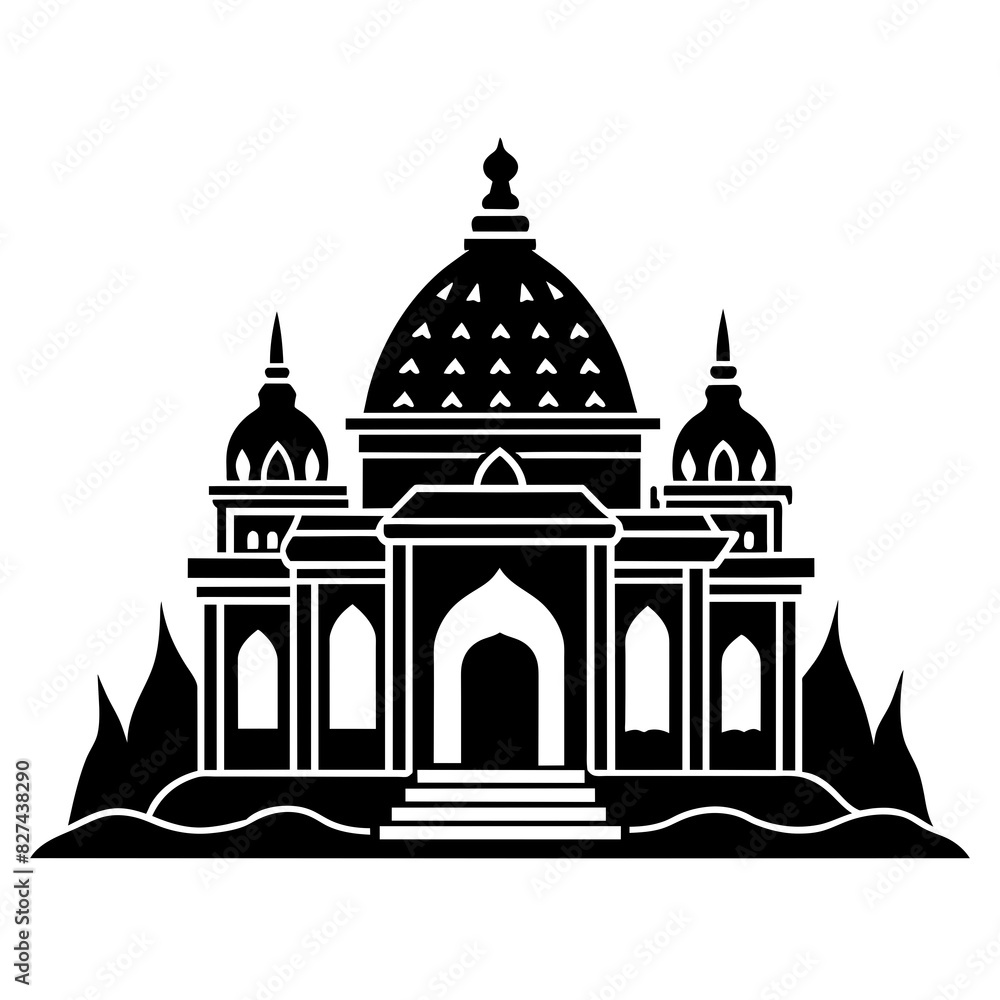 ashram vector silhouette illustration