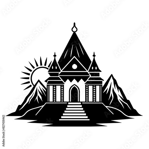 ashram vector silhouette illustration