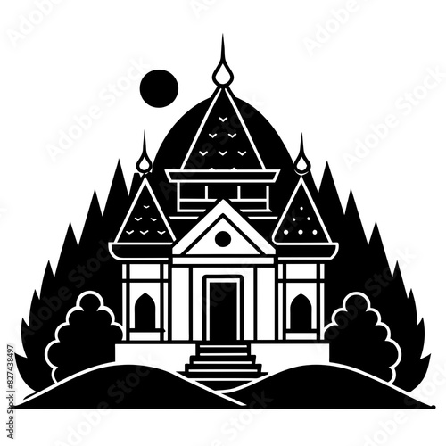 ashram vector silhouette illustration