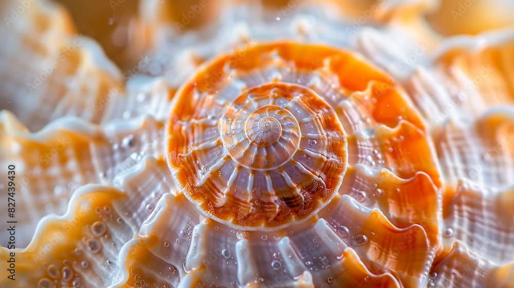 Macro shot of a seashell intricate patterns