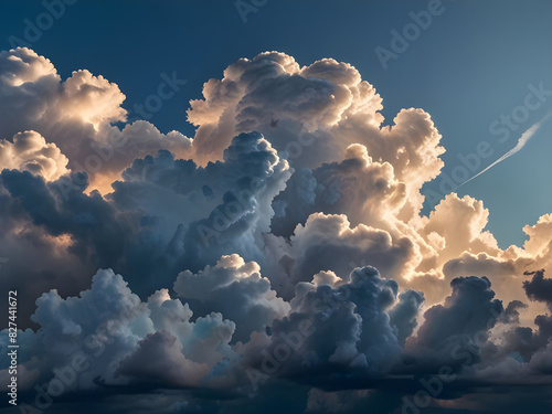 Tranquil Sky Serene White Clouds Bathed in Sunlight