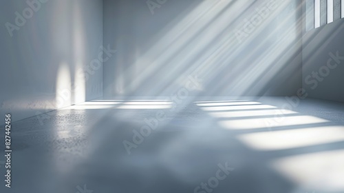 light grey background for product presentation with beautiful lights and shadows, copy and text space, 16:9