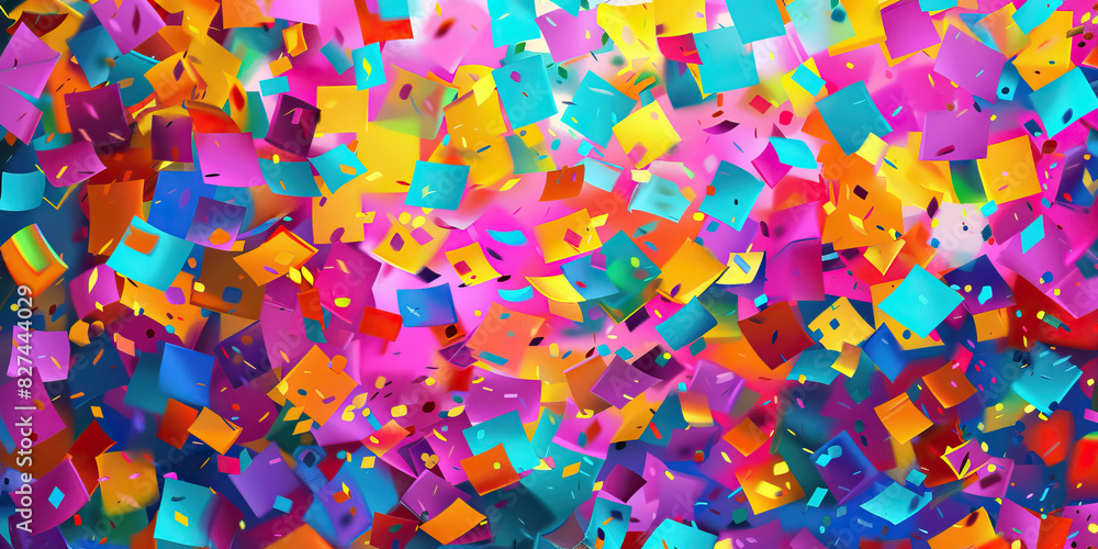 Confetti Celebration: Bright, scattered confetti shapes in a random pattern, evoking a sense of festivity and joy Confetti Celebration: Bright, scattered confetti shapes in a random pattern, evoking a sense of festivity and joy