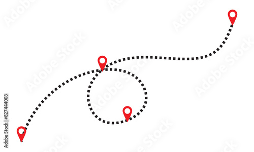 Dotted path with points. isolated on white background. Vector illustration. EPS 10