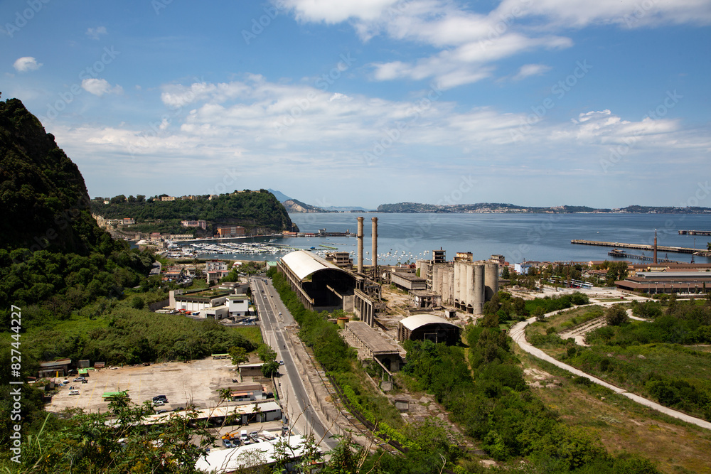 Gulf of Pozzuoli landscape with abandoned factory Gulf of Pozzuoli landscape with abandoned factory