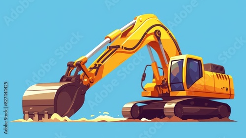 Illustration of an excavator icon A dynamic 2d graphic depicting the unmistakable builder machine symbol photo