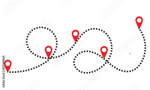 Dotted path with points. isolated on white background. Vector illustration. EPS 10