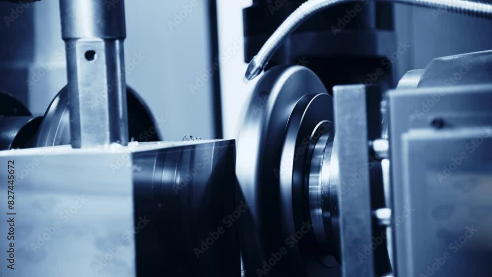 Close up of CNC machine lathe Close up of CNC machine lathe