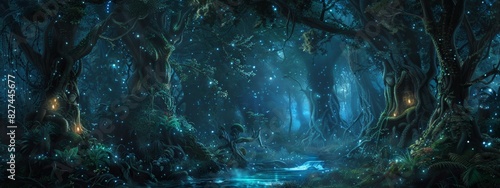 Enchanted Shadows: Mystical Forest in 4K. Dark Magic and Fantasy Background.