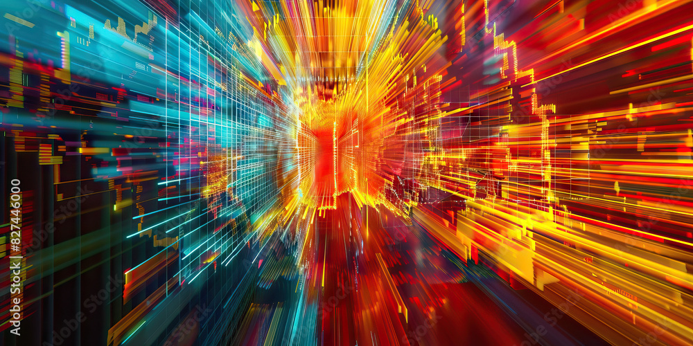 Fototapeta premium Financial Dynamics: Abstract Interpretations of Market Forces - Abstract visualizations of market forces such as supply, demand, and price movements, conveying the complex interactions that drive fina