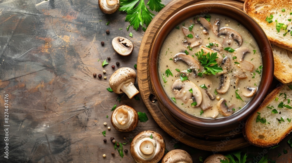 Mushroom Soup and Garlic Bread Mushroom Soup and Garlic Bread