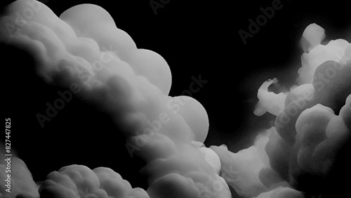 Grey smoke explosion on black background, abstract smoke cloud background, bubble smoke cloud.