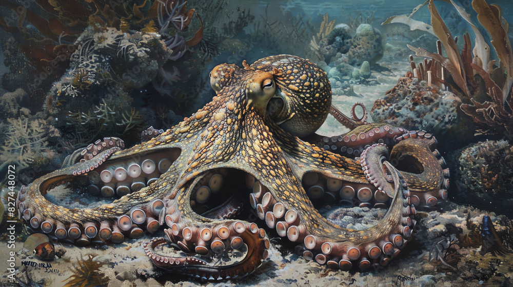 large octopus on the ocean floor