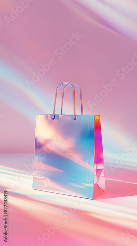 hand holding shopping bags, paper bag, gift bag photo