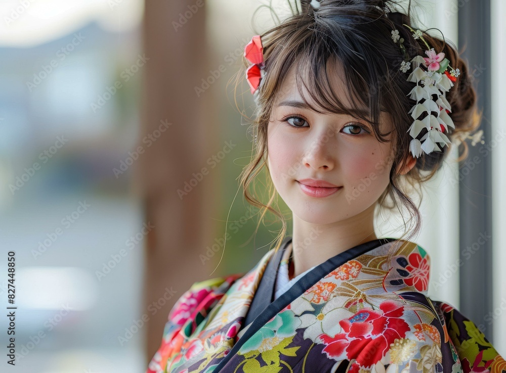 Beautiful Japanese School Girl Wearing Kimono Beautiful Japanese School Girl Wearing Kimono