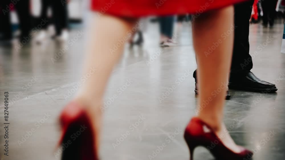 Large group of people walking in exhibition hall Large group of people walking in exhibition hall