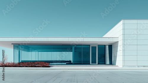 Solitude Serenity: White Building, Lonely Bench