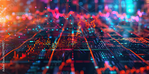 Market Volatility: Abstract Representation of Price Fluctuations - A visually striking image illustrating the concept of market volatility through dynamic and fluctuating patterns and shapes photo