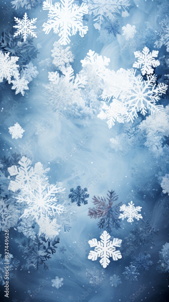 Blue Background With White Snowflakes. Generative AI Blue Background With White Snowflakes. Generative AI