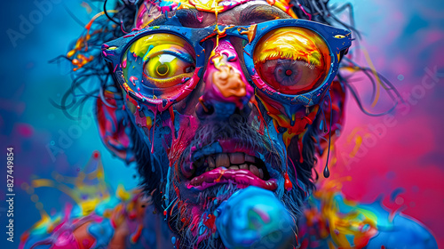 Surprising Paint Portrait  A Man Covered in Color