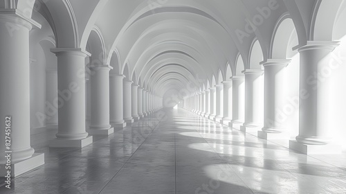 Grand Hallway With Columns and Windows