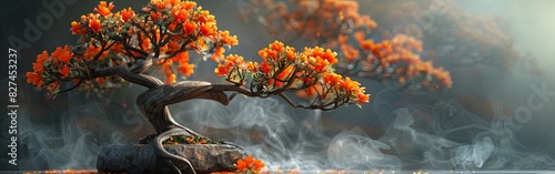 Vibrant Orange Flower Bonsai Art photo