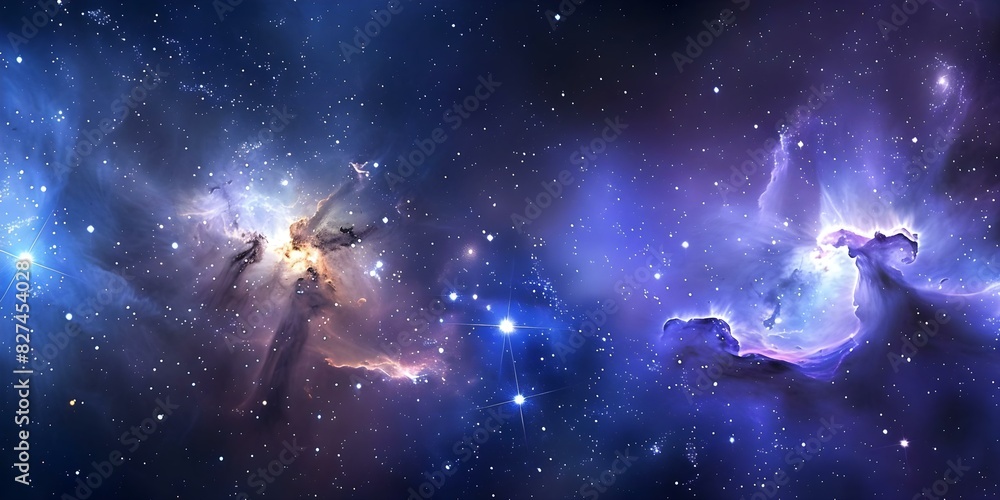 Fototapeta premium Purple Cosmic Scene with Glittering Stars: Nebula Milky Way Backdrop. Concept Cosmic Photography, Purple Nebula, Milky Way Backdrop, Glittering Stars, Purple Cosmos,