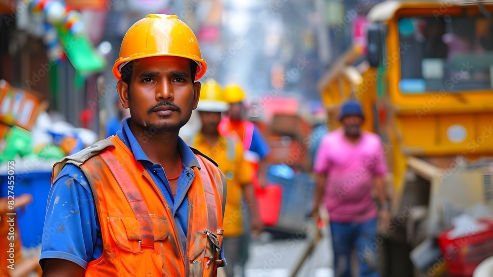 Recognizing the crucial role of sanitation workers in keeping streets clean. Concept Sanitation Workers, Street Cleanliness, Public Health, Essential Services, Recognition Recognizing the crucial role of sanitation workers in keeping streets clean. Concept Sanitation Workers, Street Cleanliness, Public Health, Essential Services, Recognition