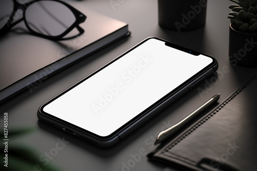 Smartphone mockup image - white mobile phone with blank space
