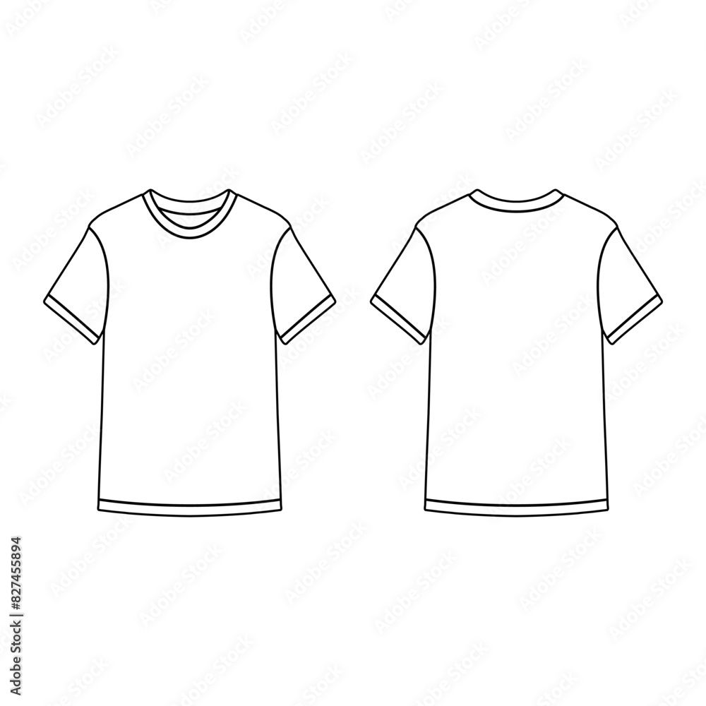 Fototapeta premium back front short sleeve t-shirt mockup vector illustration