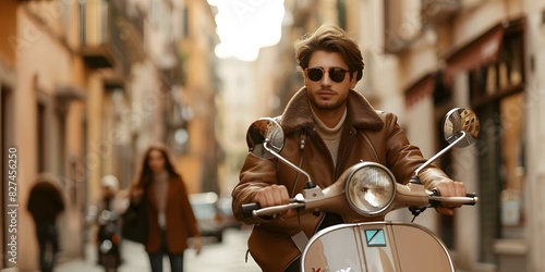 Explore Naples with a young couple on a vintage scooter. Concept Vintage Scooter Tour, Romantic Naples, Young Couple Adventure