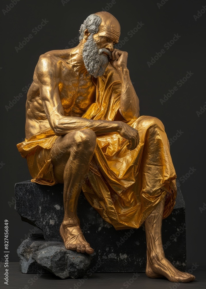 Obraz premium Ancient Mythology Epic Figure Portraying Stoicism Existence with Stoic Abstract Stoical Expressionism and Timeless Classicism