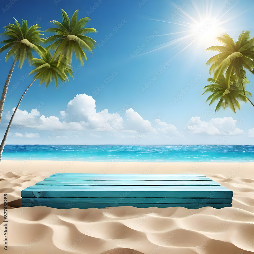 Fototapeta premium beach background and blank for placing products