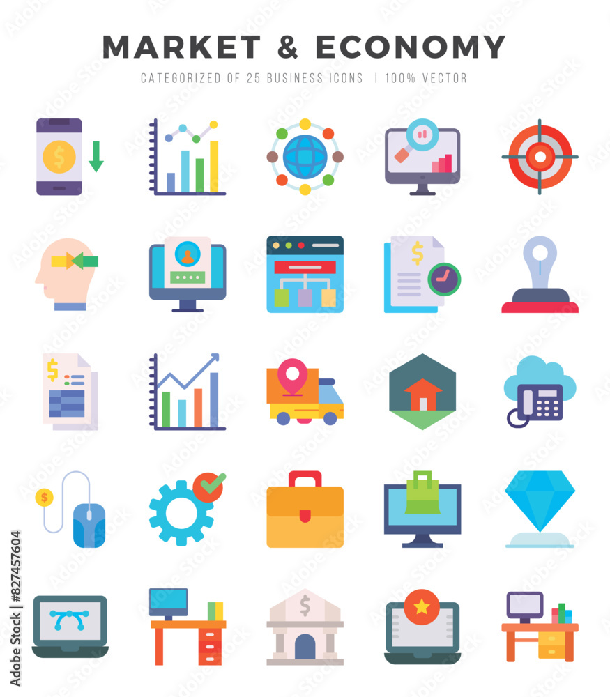 Simple Set of Market & Economy Related Vector Flat Icons. Simple Set of Market & Economy Related Vector Flat Icons.
