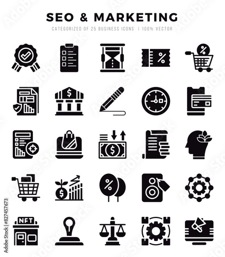 SEO & Marketing icons set. Vector illustration.