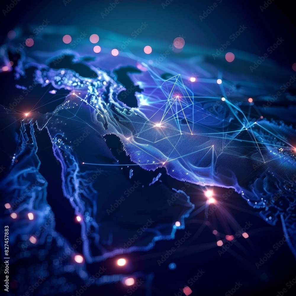 Digital map of Saudi Arabia, Middle East & North Africa | Global communication network Digital map of Saudi Arabia, Middle East & North Africa | Global communication network