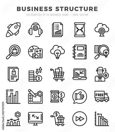 Business Structure icons set. Vector illustration.