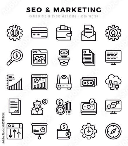 SEO & Marketing icon pack for your website. mobile. presentation. and logo design.