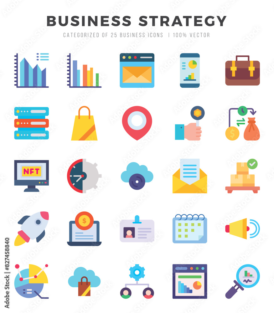 Business Strategy Icon Pack 25 Vector Symbols for Web Design. Business Strategy Icon Pack 25 Vector Symbols for Web Design.